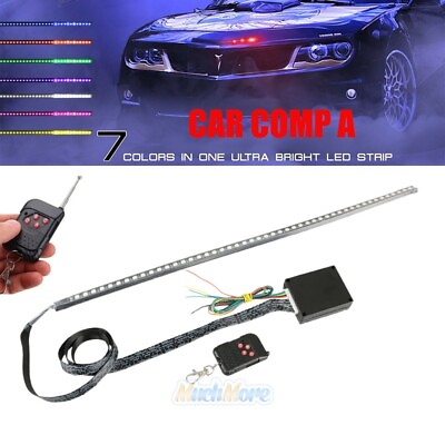#ad 7 Color 48 LED RGB Knight Rider Scanner Flash Car Strobe Light Kit Strip 22 Inch
