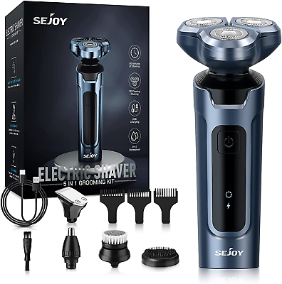 #ad SEJOY 5In1 Electric Razor 3D Electric Shavers for Men IPX7 Rotary Cordless