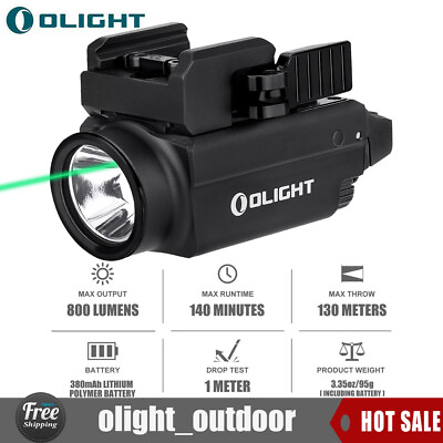 OLIGHT Baldr S Tactical Light Rail Mount Rechargeable 800 Lumens W Green Laser