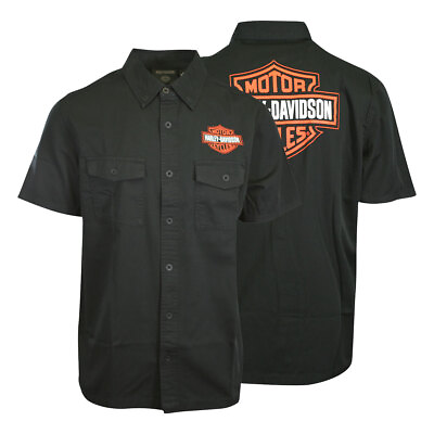 #ad #ad Harley Davidson Men#x27;s Shirt Black Beauty Bar amp; Shield Short Sleeve S58