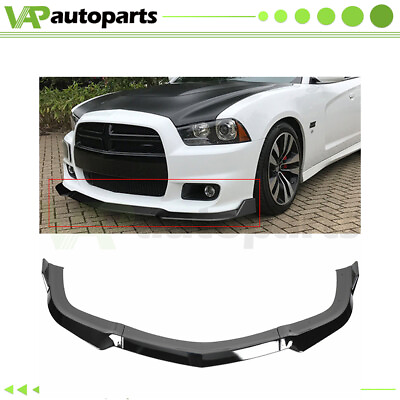 #ad For 2011 2014 Dodge Charger 3x Front Bumper Lip Spoiler Gloss Black