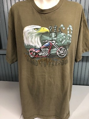 #ad Road To Freedom Patriotic Freedom Motorcycle Biker XXL T Shirt