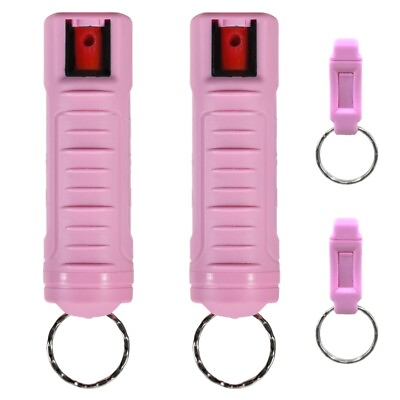 #ad Police Magnum 1 2oz pepper spray 2 Pink Molded with 2 Quick Release Keychains OC