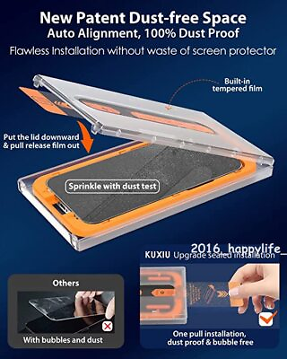 #ad US 2x For iPhone 14 15 Pro Max Glass Screen Protector Auto Alignment Kit Private