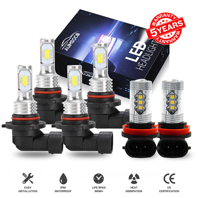 #ad LED Combo Headlight Fog Light Kit Bulbs White 6500K For Toyota Corolla 2009 2013