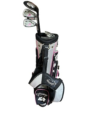 #ad Callaway XJ Series Pink Jr W Bag Loco Putter 5 Clubs Youth NEED GRIPS READ