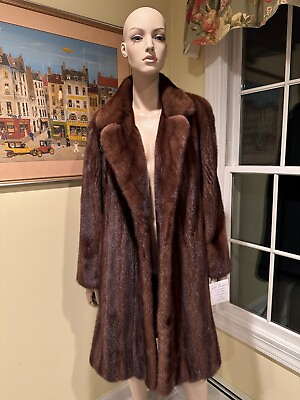 #ad New Natural Female Size 10 12 Medium 39quot; Real Wild Chocolate Brown Mink Fur Coat
