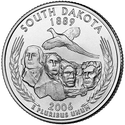 #ad 2006 P South Dakota State Quarter. Uncirculated From US Mint roll.