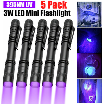#ad #ad 5Pcs Portable Mini LED UV Ultra Violet Black Light Torch 395nm Inspection Light