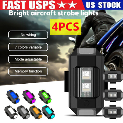 #ad 4PC Motorcycle Bicycle Tail Light Magnetic Strobe Safety Emergency Light Warning