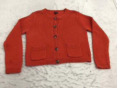 #ad Talbots Sweater Womens XL Orange Long Sleeve Knit pockets button up