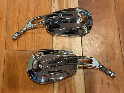 #ad Chrome Rear View Mirrors Fit For Harley Road Street Glide Sportster Dyna Softail