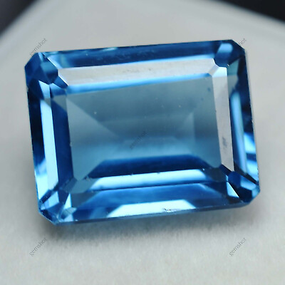 #ad 8.35 Ct Sapphire Light Blue Emerald Shape CERTIFIED Loose Gemstone