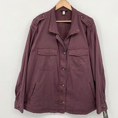 #ad #ad Supplies Union Bay 2X Jacket Coat Purple Cargo Pockets Stretch Full Zip Womens