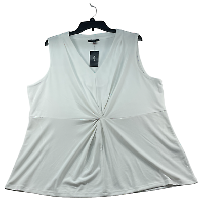 #ad Alfani Blouse Womens Plus size 2X White Twisted Tank Top Sleeveless Stretch New