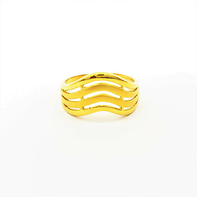 #ad GoldShine 22K Solid Yellow Gold Ring US 5.75 Female Genuine Hallmarked 916