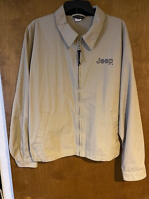 Rare Official Jeep Light Zip up Jacket Coat Cotton Khaki Tan Mens Large