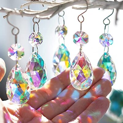 #ad 20 Pcs Crystal Teardrop Suncatchers Hanging Chandelier Prisms Home Decoration