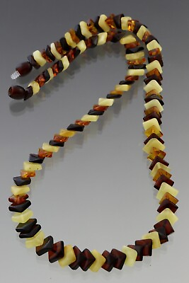 #ad Genuine BALTIC AMBER Multicolor Overlapping SNAKE Necklace 13g 190911 24