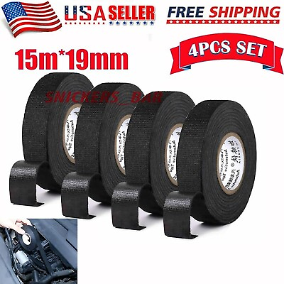 #ad 4 Rolls Cloth Tape Wire Electrical Wiring Harness car auto suv truck 19mm*15m