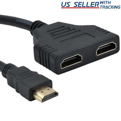 #ad HDMI Port Splitter Cable Male to Female 1 Input 2 Output Adapter Converter 1080P