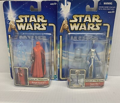 #ad Star Wars Attack Of The Clones Action Figure Lot On card 2002 3.75
