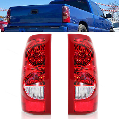 #ad 1Pair Halogen Tail Lights W Bulbs Fit for 2003 2006 Chevy Silverado 1500 2500