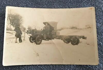 #ad Vintage WW1 World War 1 Liberty Truck Military Convoy Photograph Postcard