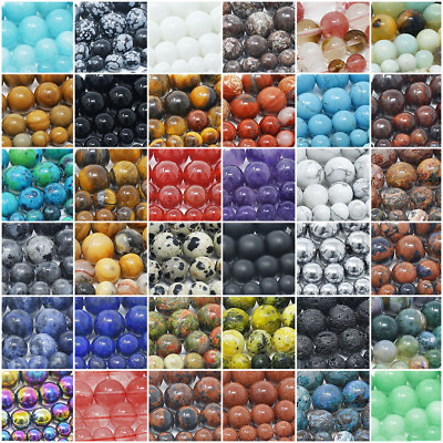 #ad Natural Gemstone Beads Round Loose Wholesale 4mm 6mm 8mm 10mm 12mm 15.5quot; Strand