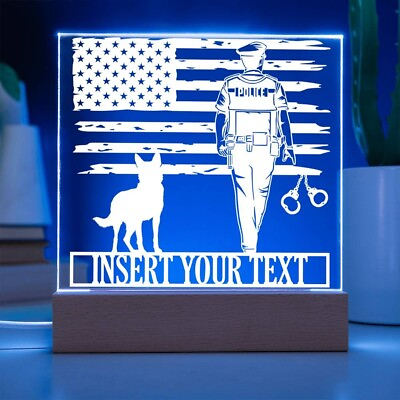 #ad Personalized US Police Officer Name Acrylic Sign. Custom K9 Dog LED Plaque Gift