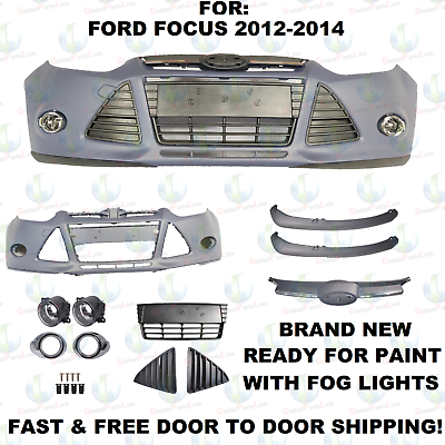 #ad For 2012 2014 Ford Focus Front Bumper Cover amp; Front Grille Fog Lights Assembly