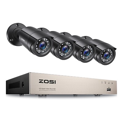 #ad ZOSI 8CH H.265 5MP Lite DVR 1080P Outdoor CCTV Home Security Camera System Kit