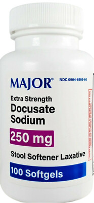 #ad #ad Major Stool Softener Docusate Sodium 250mg 100 Softgels ^