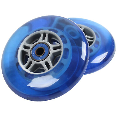 #ad 2 Blue Wheels W Abec 7 Bearings for RAZOR SCOOTER 100mm