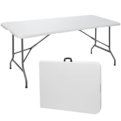 #ad 6Ft Portable Folding Table Plastic Indoor Outdoor Picnic Party Camping Table
