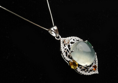 #ad Genuine Natural Grape crystal Tourmaline Stone Pendant Female Jewelry 925