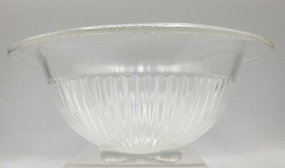 #ad Vintage Federal Glass Co Ribbed Mixing Serving Bowl w Rolled Edge 7.75quot; Diameter