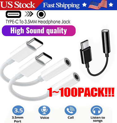 #ad USB C Type C to 3.5mm AUX Headphone Jack Adapter Lot For iPhone 15 Android Phone
