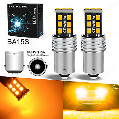 #ad 1156PY BAU15S PY21W Amber Yellow Color LED Rear Turn Signal Light Bulbs Bright