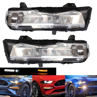 #ad #ad For 2018 2019 2023 Ford Mustang Clear Bumper LED DRL Fog Light Turn Signal Pairs