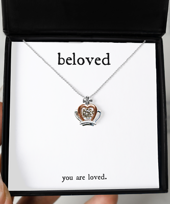 #ad Beloved Necklace You Are Loved Crown Pendant Sterling Silver Jewelry Gift Her