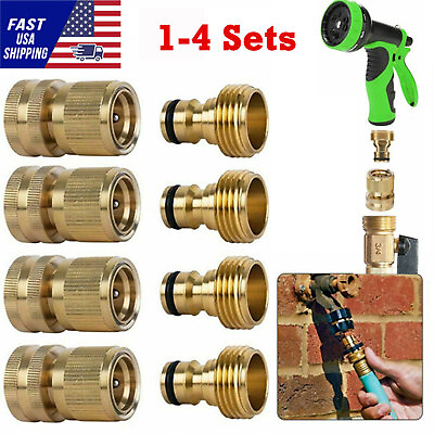 #ad 3 4quot; Garden Hose Quick Connector Water SOLID BRASS Female Male Connect Set
