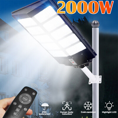 #ad #ad 990000000LM Commercial Solar Street Light Dusk Dawn Parking Lot Road Lamp w Pole