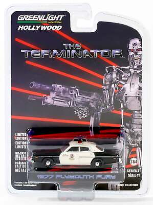 #ad Greenlight 1977 Plymouth Fury Police Terminator 62020 Hollywood 1:64