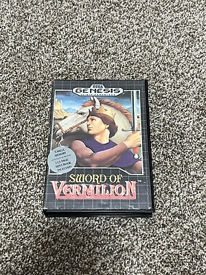 #ad Sword Of Vermillion Sega Genesis Game Box Photocopy Manual Rental