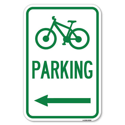 #ad Bicycle Symbol Parking Left Arrow Heavy Gauge Aluminum Parking Sign