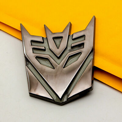 #ad 3D Transformers Decepticon Logo 4quot; Matte Finish Aluminum Emblem Badge Decals Car