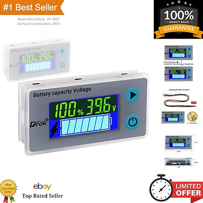 #ad 36V Voltage Monitor 10 100V 12V 24V 36V 48V Digital Battery Monitor Meter R...