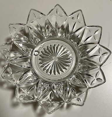 #ad #ad Vintage 1950s Federal Glass Clear Flower 12 Point Petal Dish Bowl