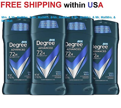 #ad Degree Men Advanced 72H Antiperspirant Deodorant Cool Rush 2.7 oz 4 Packs